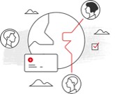 artwork of world and two people connecting