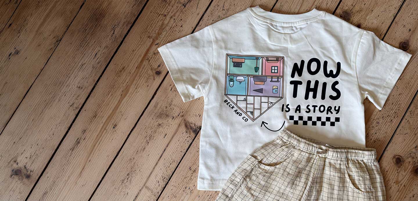 Beck and Co t-shirt featuring the motto ‘Now this is a story’ Beck and Co t-shirt featuring the motto ‘Now this is a story’