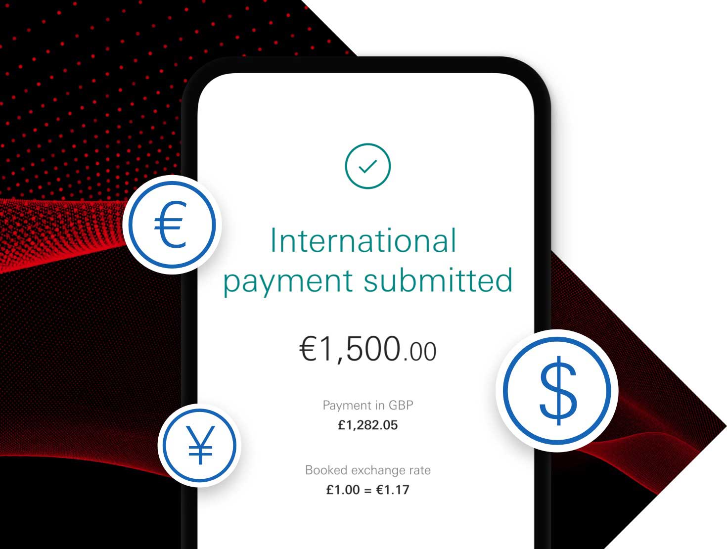 Kinetic international payments app screen Kinetic international payments app screen