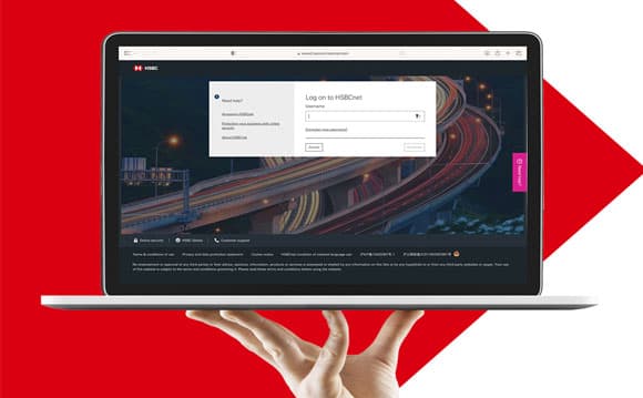 Laptop with HSBC Net Login Page  
